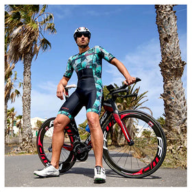 ZONE3 Momentum II Mens Short Sleeve Trisuit - Black/Green